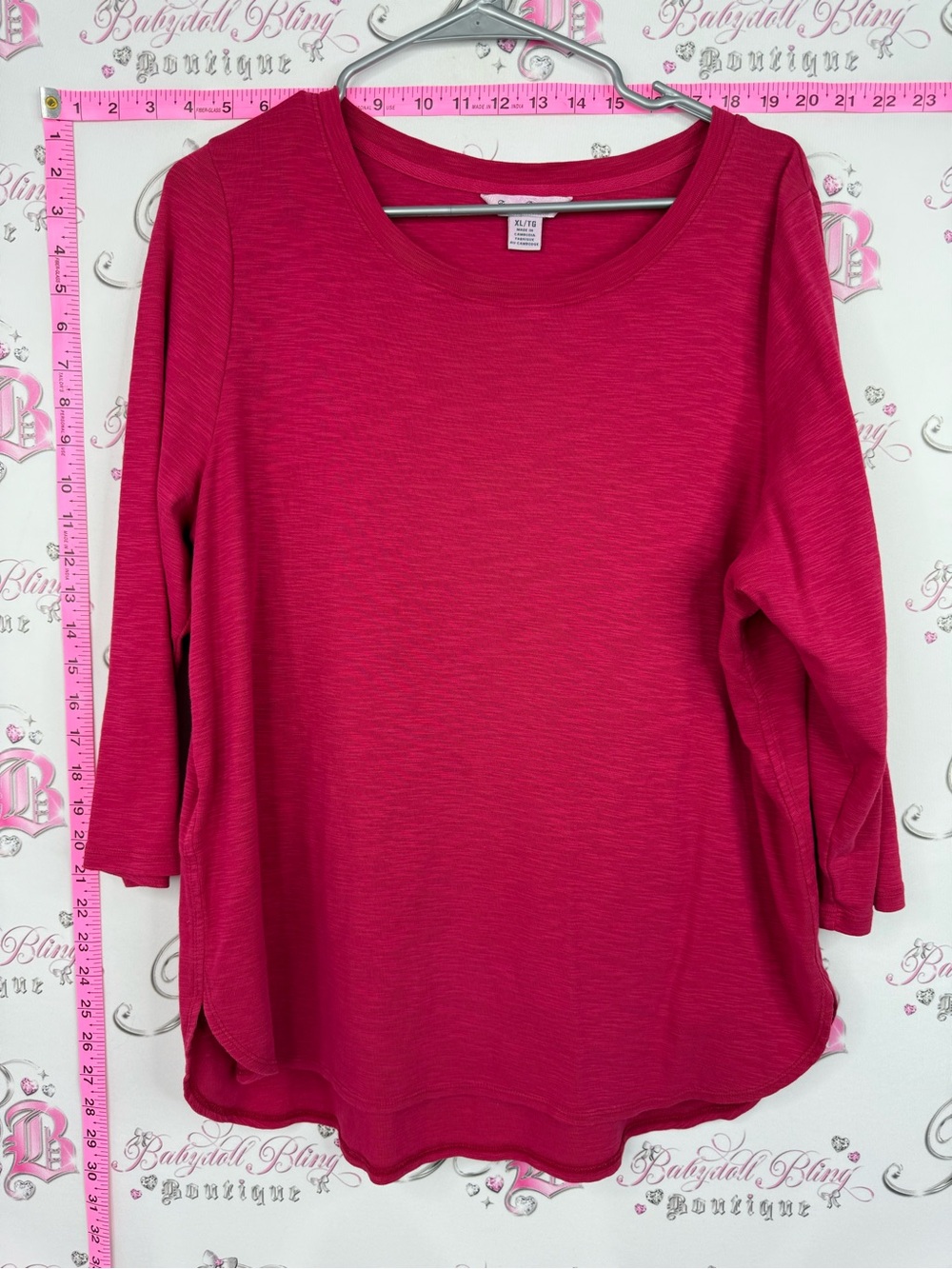 Tommy Bahama Scoop Neck Long Sleeve Top in Fuchsia Pink